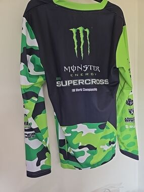 Monster Energy Men’s Long Sleeve Supercross Jersey - Green Camo L